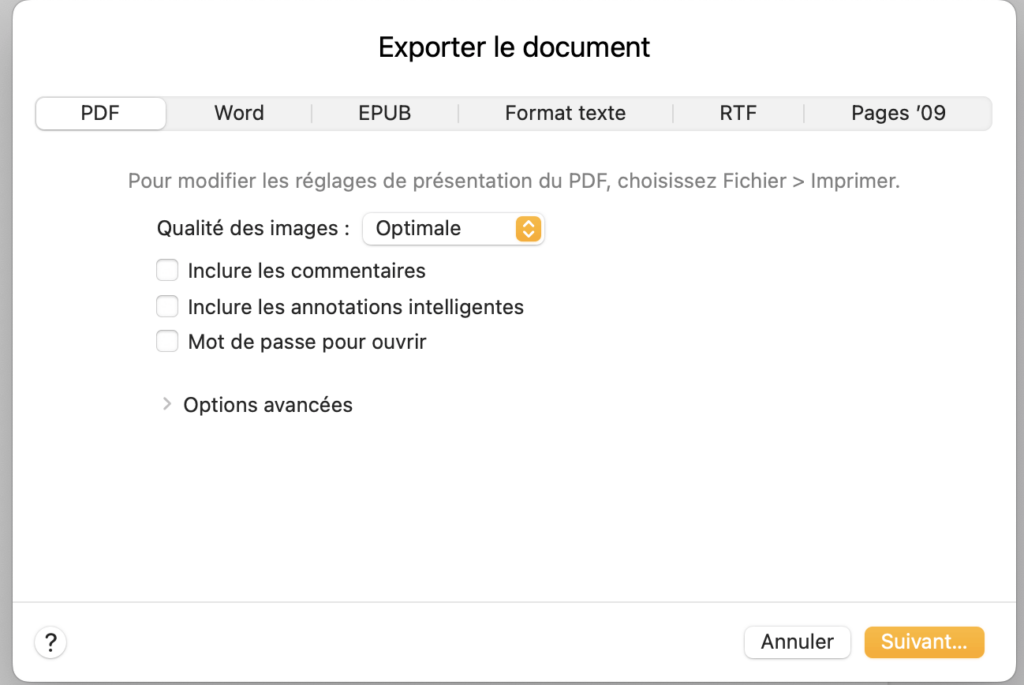 preview export pdf pages